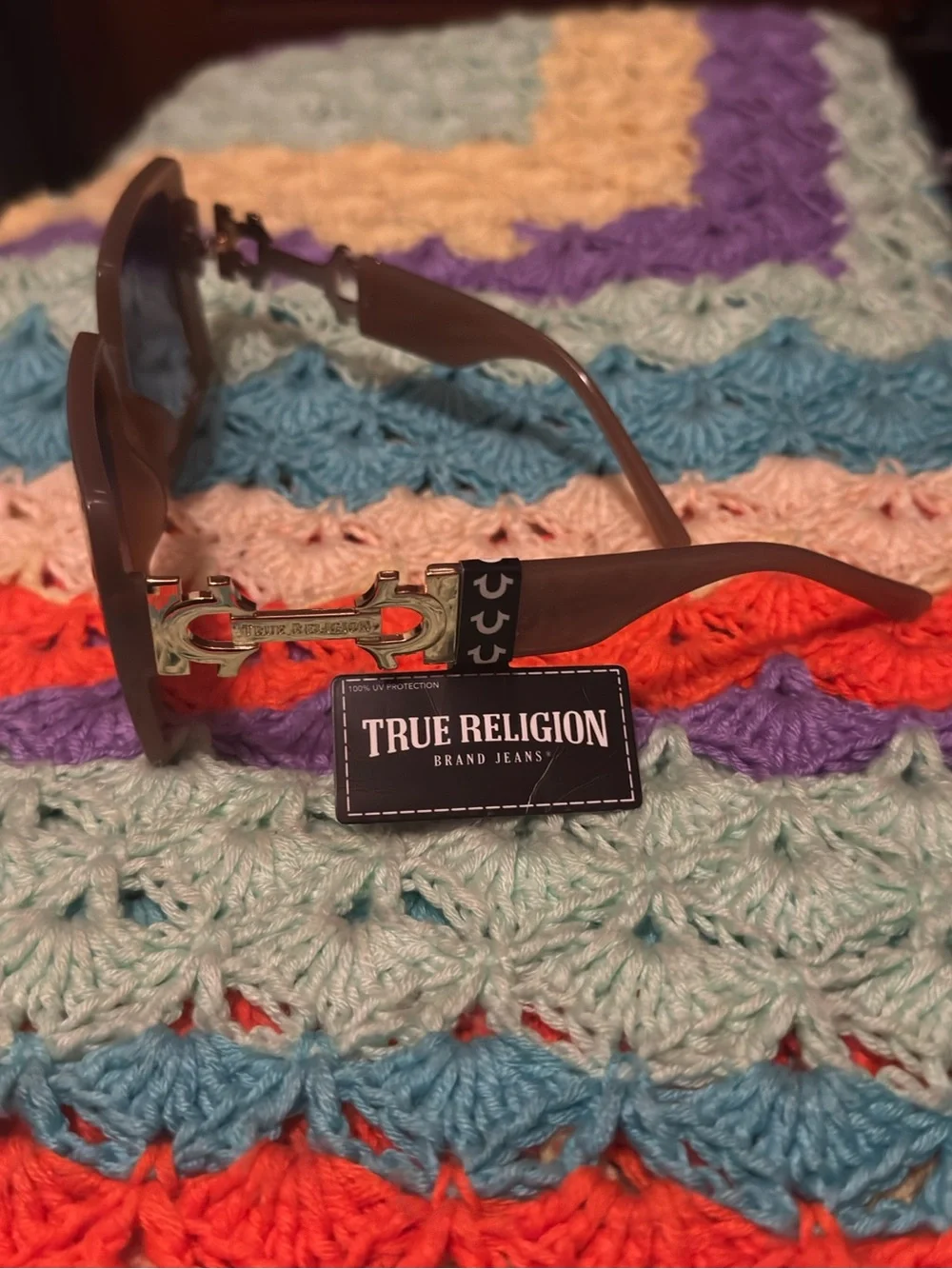 True Religion Pink Oversized Square Sunglasses
